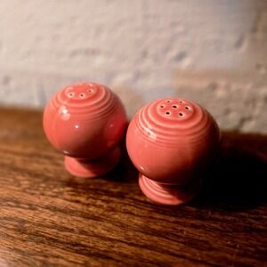 Fiesta persimmon color bulb salt and pepper shakers with stoppers